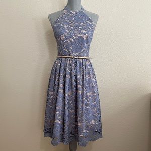 Eliza J Women's Lace Halter Dress Pocket Womens Size 6 Backless Lined Lavender